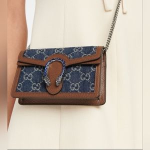 NEW Gucci Dionysus Super Mini Denim Chain Shoulder Bag